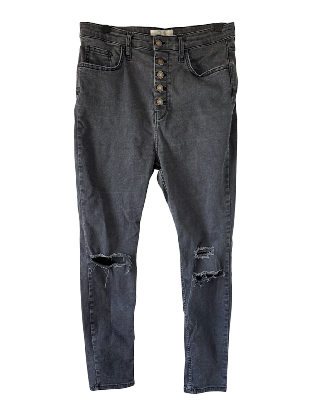 We The Free Womens Distressed Washed Black High-Rise Skinny Jeans - 31